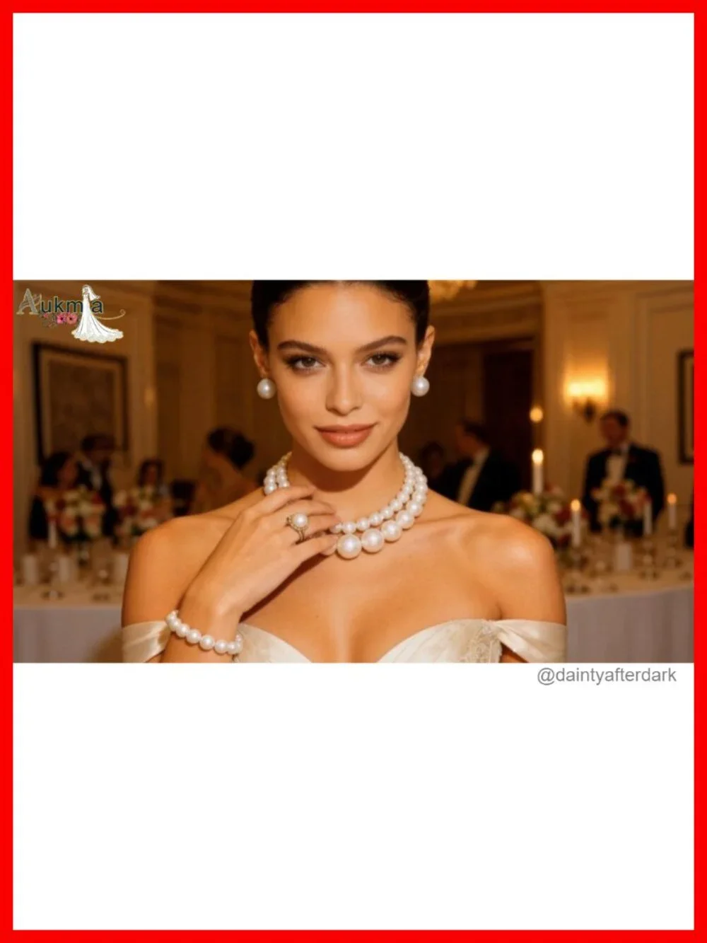 Pearl Jewelry Set - Choker Necklace, Earrings, Bracelet, Ring - Wedding Bridal